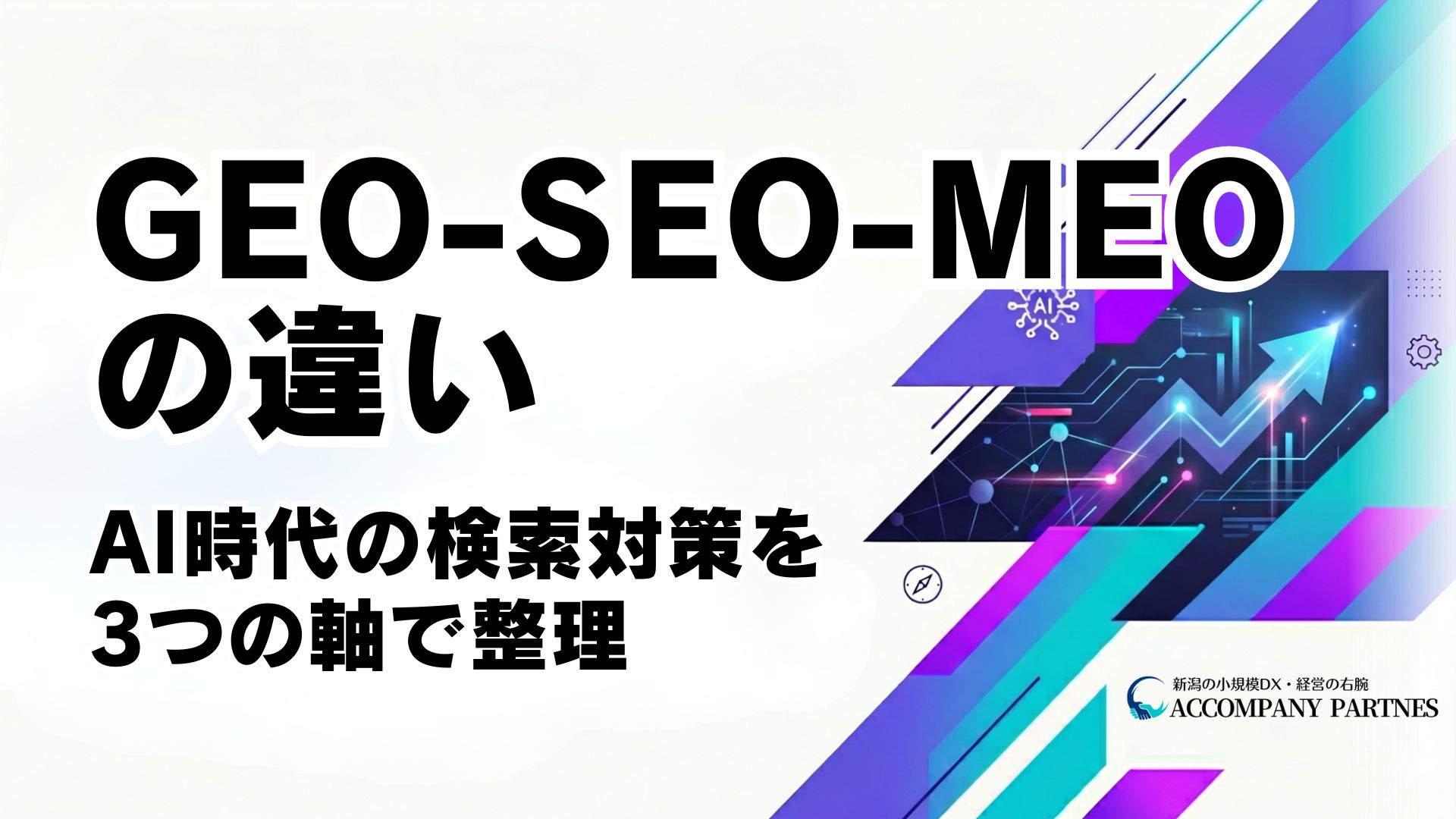 GEO・SEO・MEOの違いとAI時代の検索対策を3つの軸で整理した解説記事